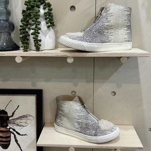 LOEFFLER RANDALL Devin Sneakers SZ 6 Lizard Embossed Designer High Top Sneakerss